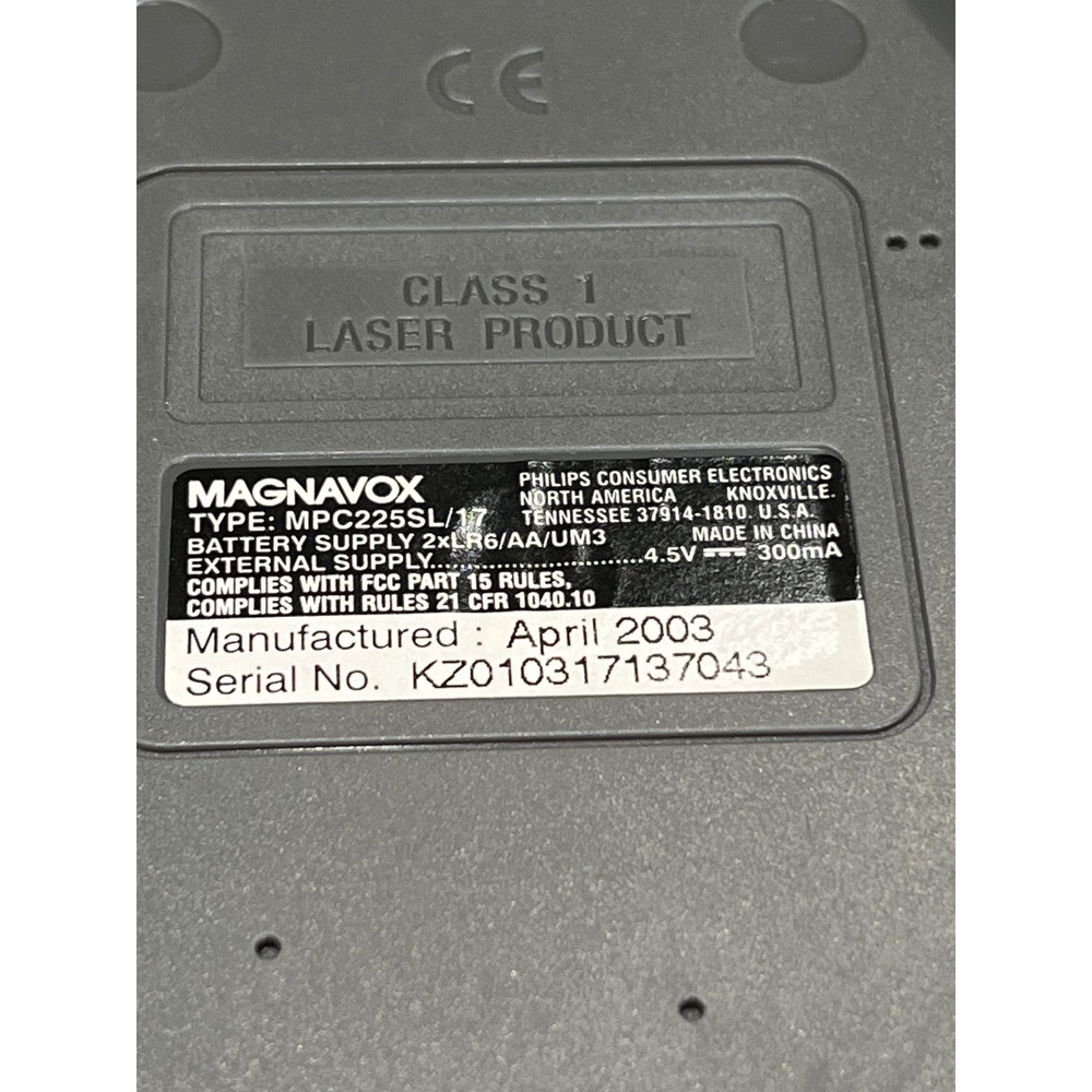 Magnavox MPC225SL/17 Portable CD Player Jogproof 45s ESP Silver Blue 2003 - Picture 4 of 4